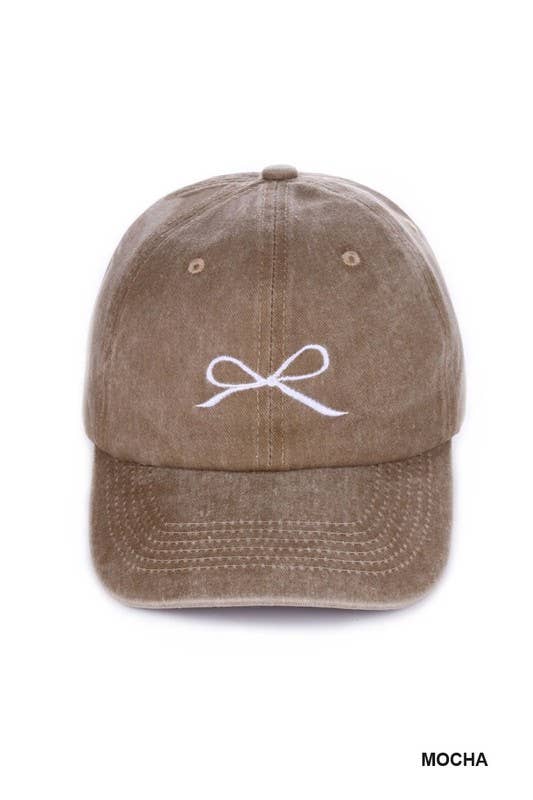 `.Ribbon Bow Embroidery Trucker Hat