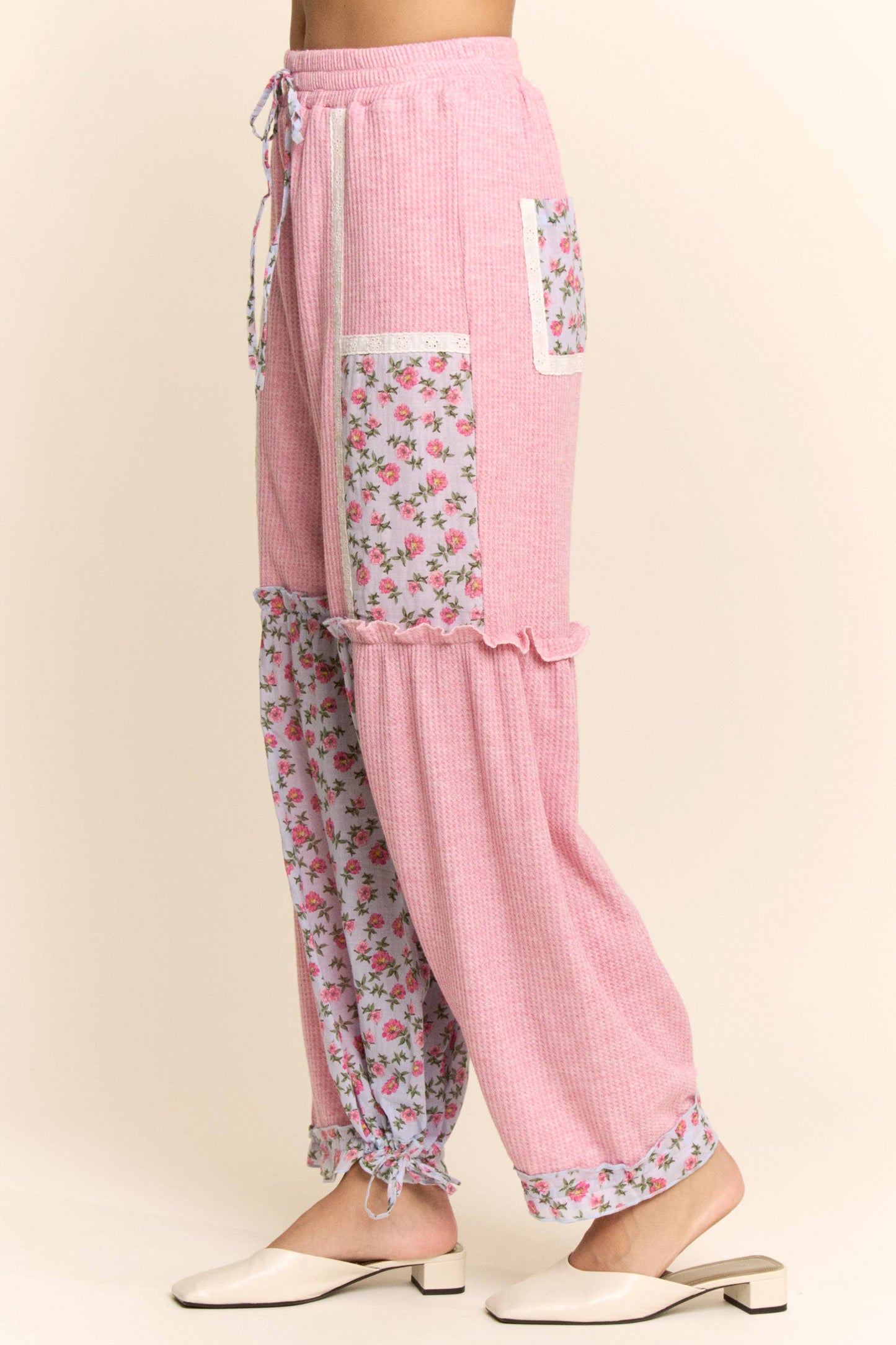 RUFFLE LAYERED HEART PATCH WORK TOP