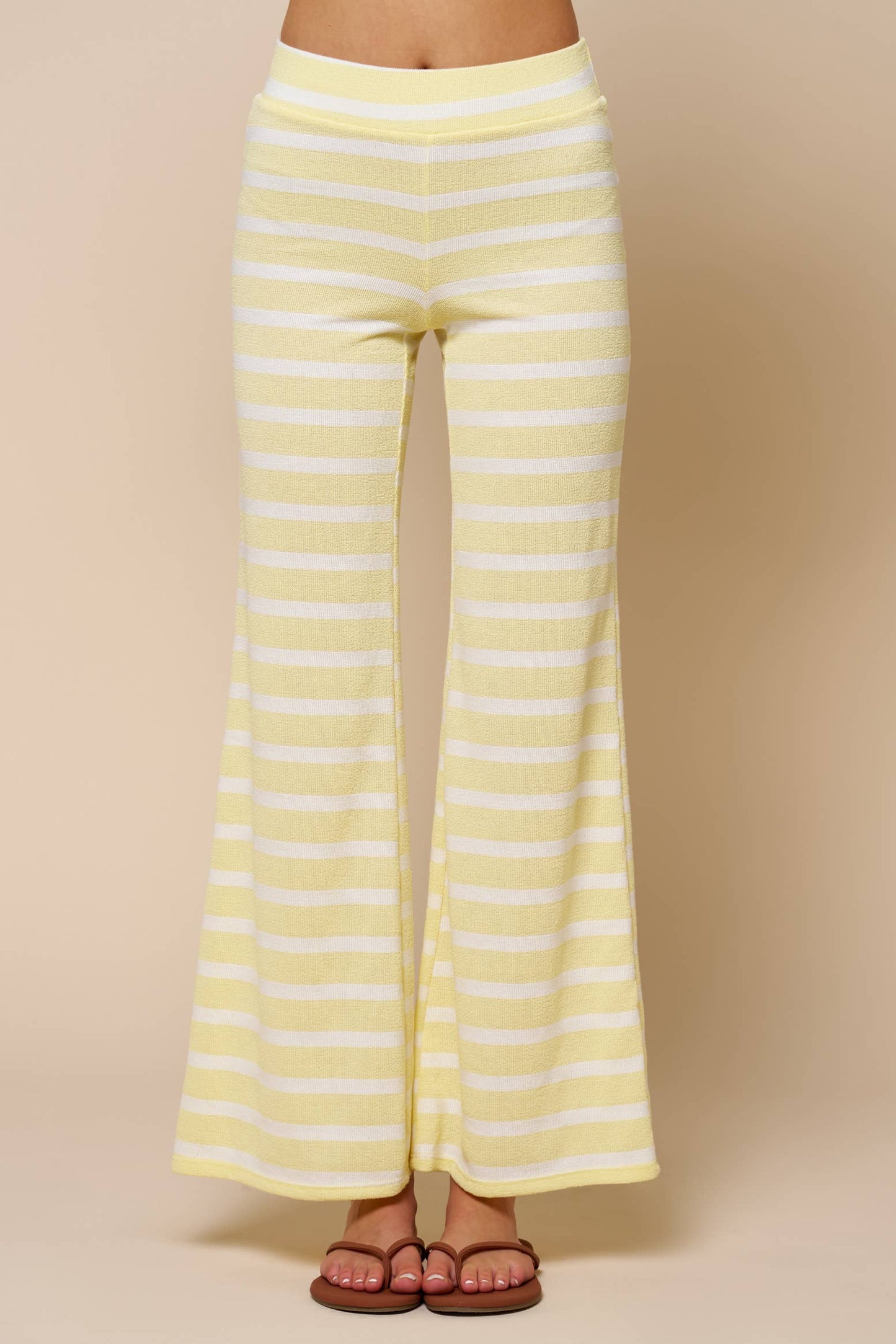 Striped High-Waisted Flare T Shirt Set