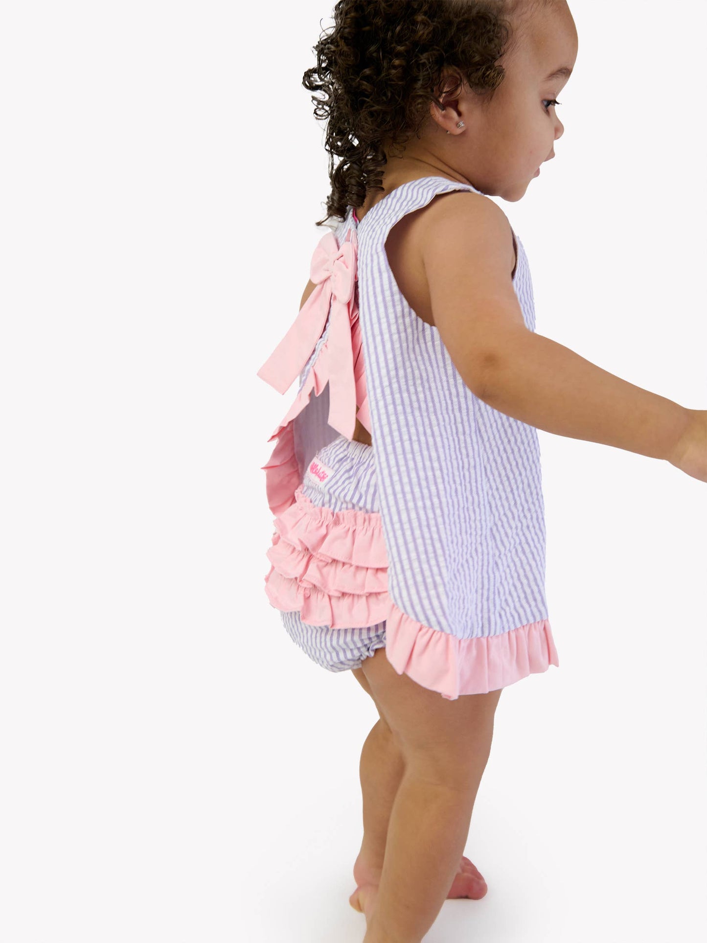Baby Girls Wisteria Purple Signature Seersucker Ruffle Swing Top & Ruffle Bloomer Set