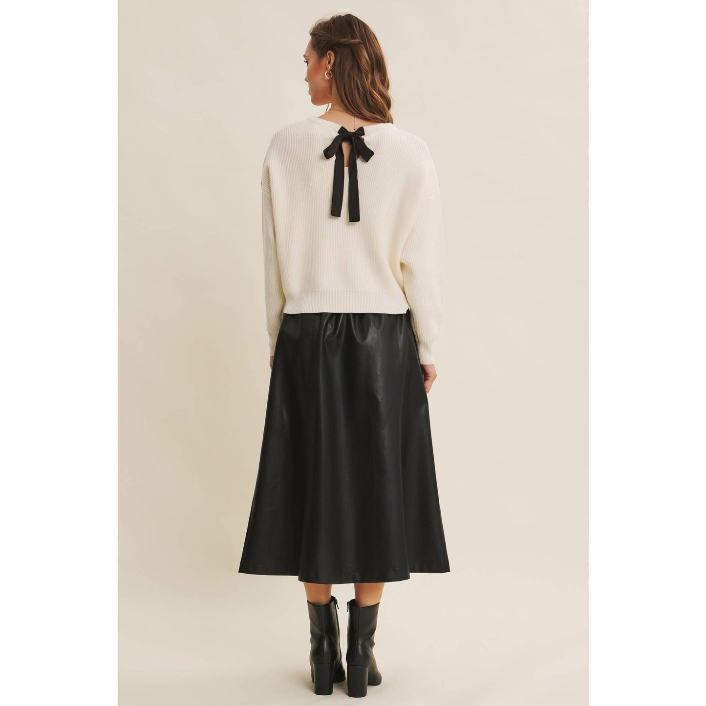 SWEATER WITH SATIN BACK TIE