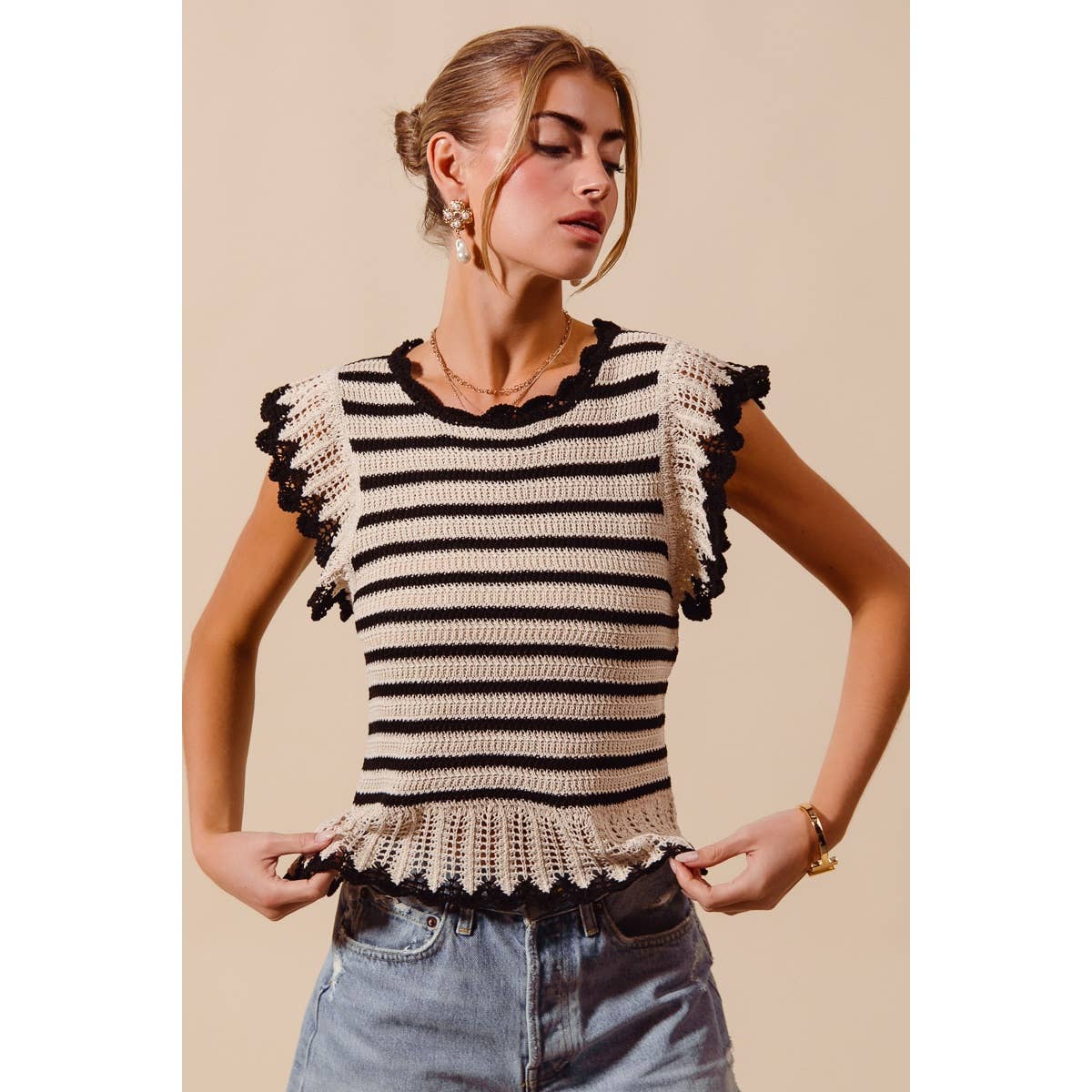 STRIPE LIGHTWEIGHT SWEATER TOP