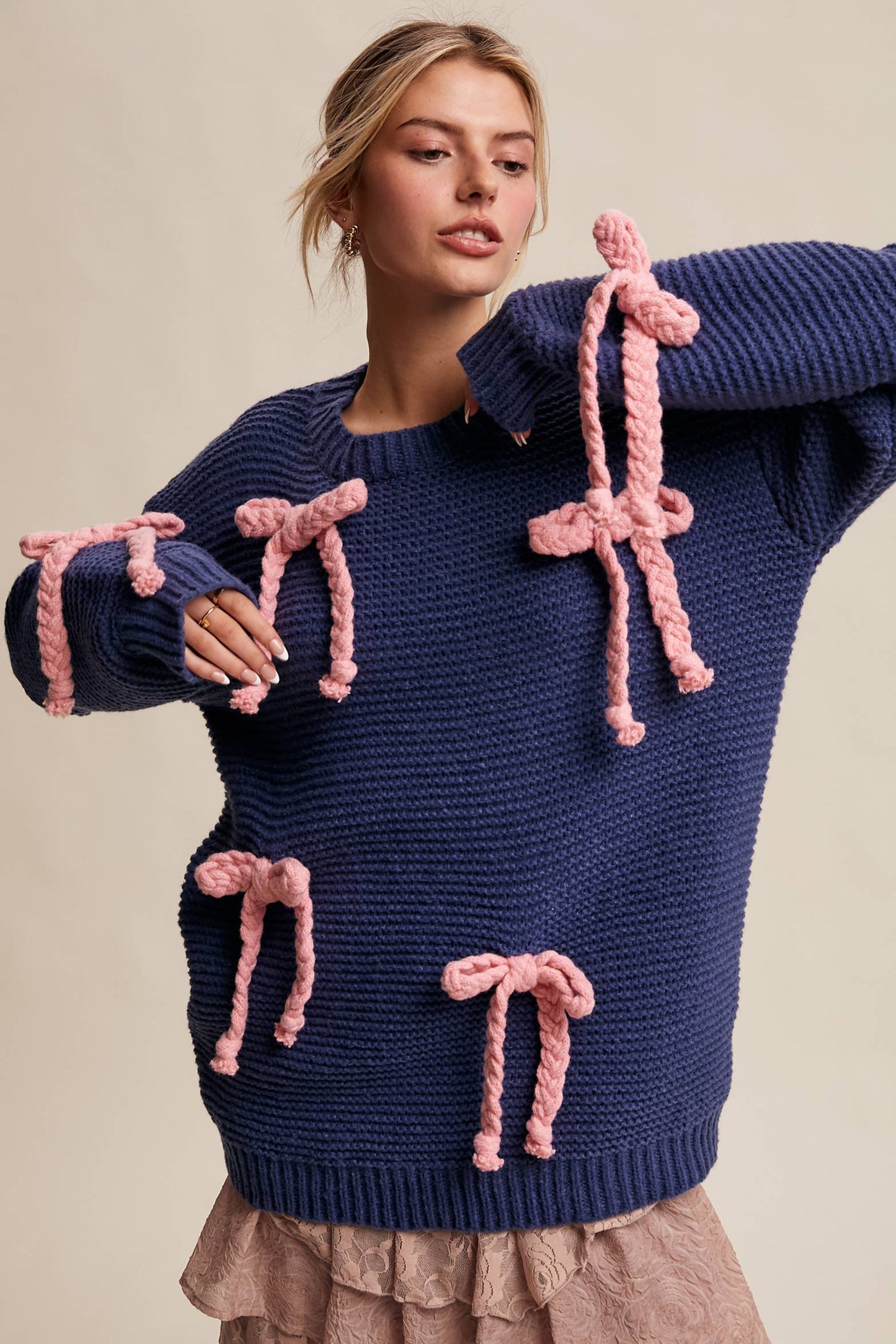Chunky Bow Knit Sweater