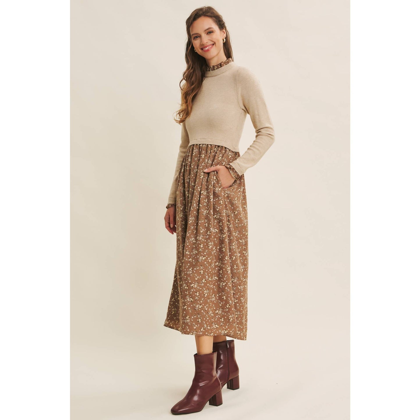 RUFFLED SWEATER DRESS