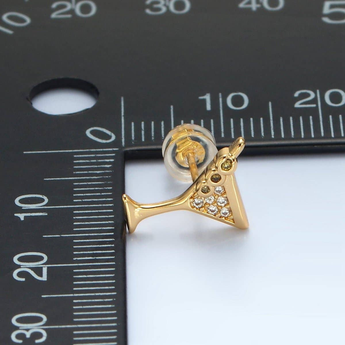 24K Gold Filled Micro Paved CZ Martini Alcohol Drink Earrings in Gold & Silver | AD691 AD692