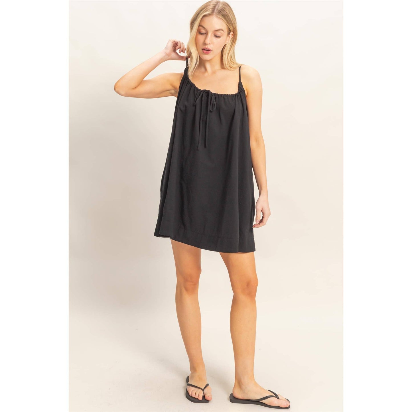 Gathered Tie Strap Dress