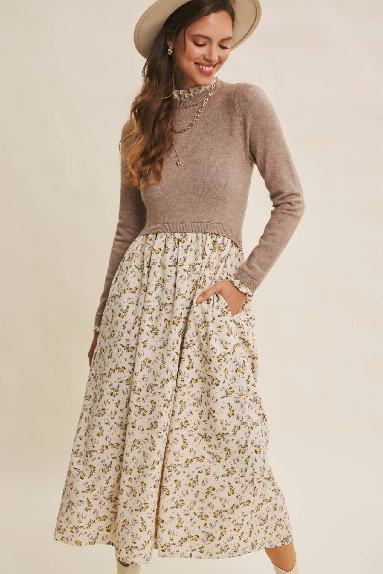 RUFFLED SWEATER DRESS