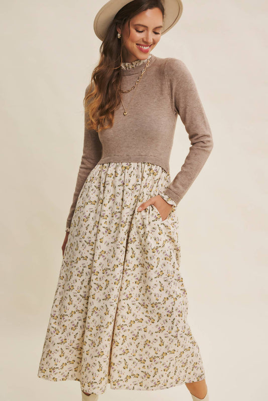 RUFFLED SWEATER DRESS