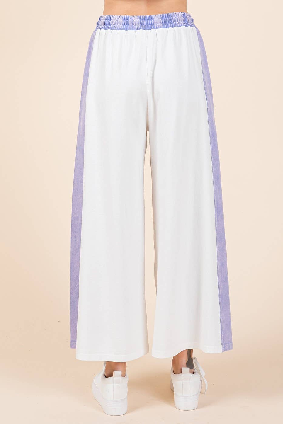 FRENCH TERRY WIDE LEG COLOR BLOCK PANTS