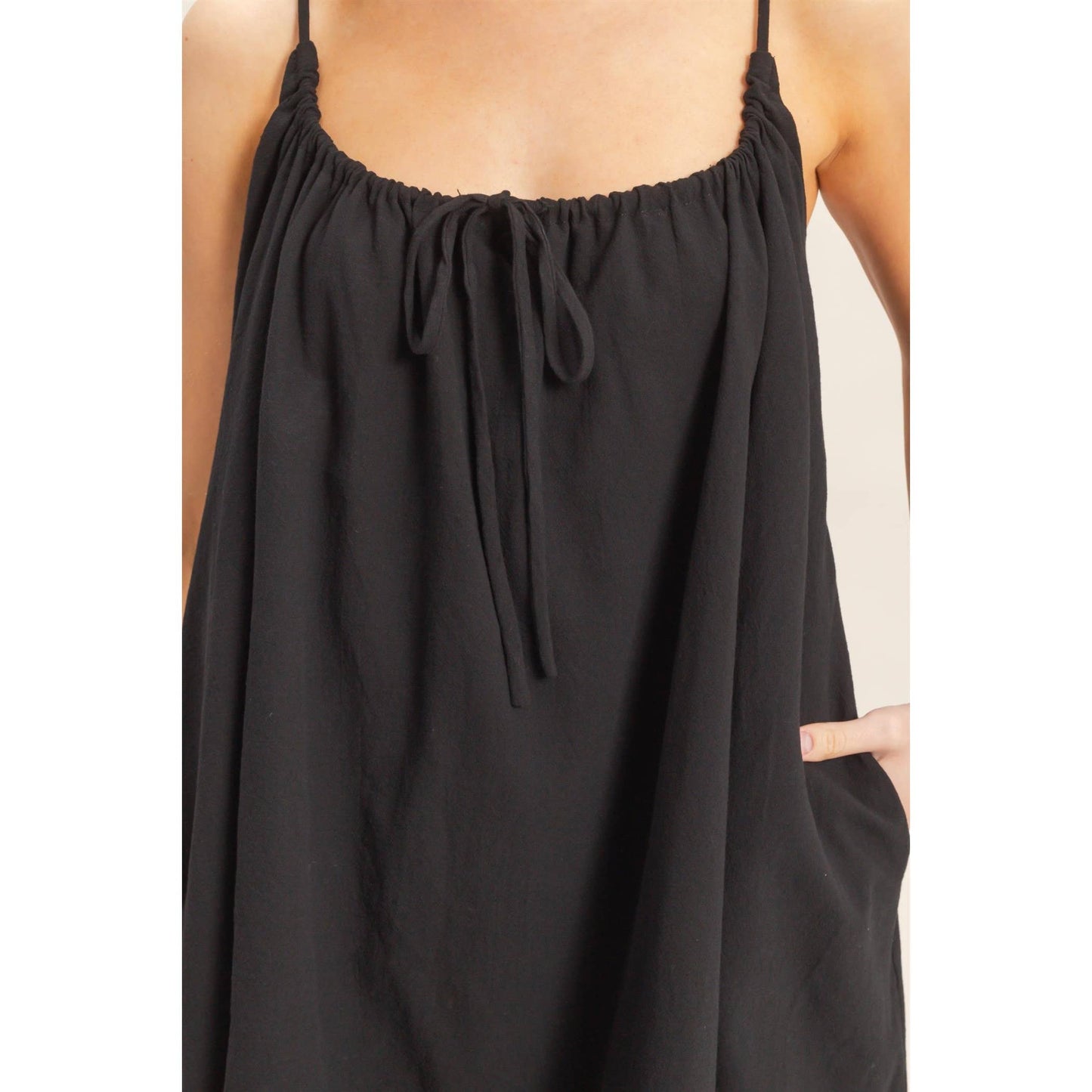 Gathered Tie Strap Dress