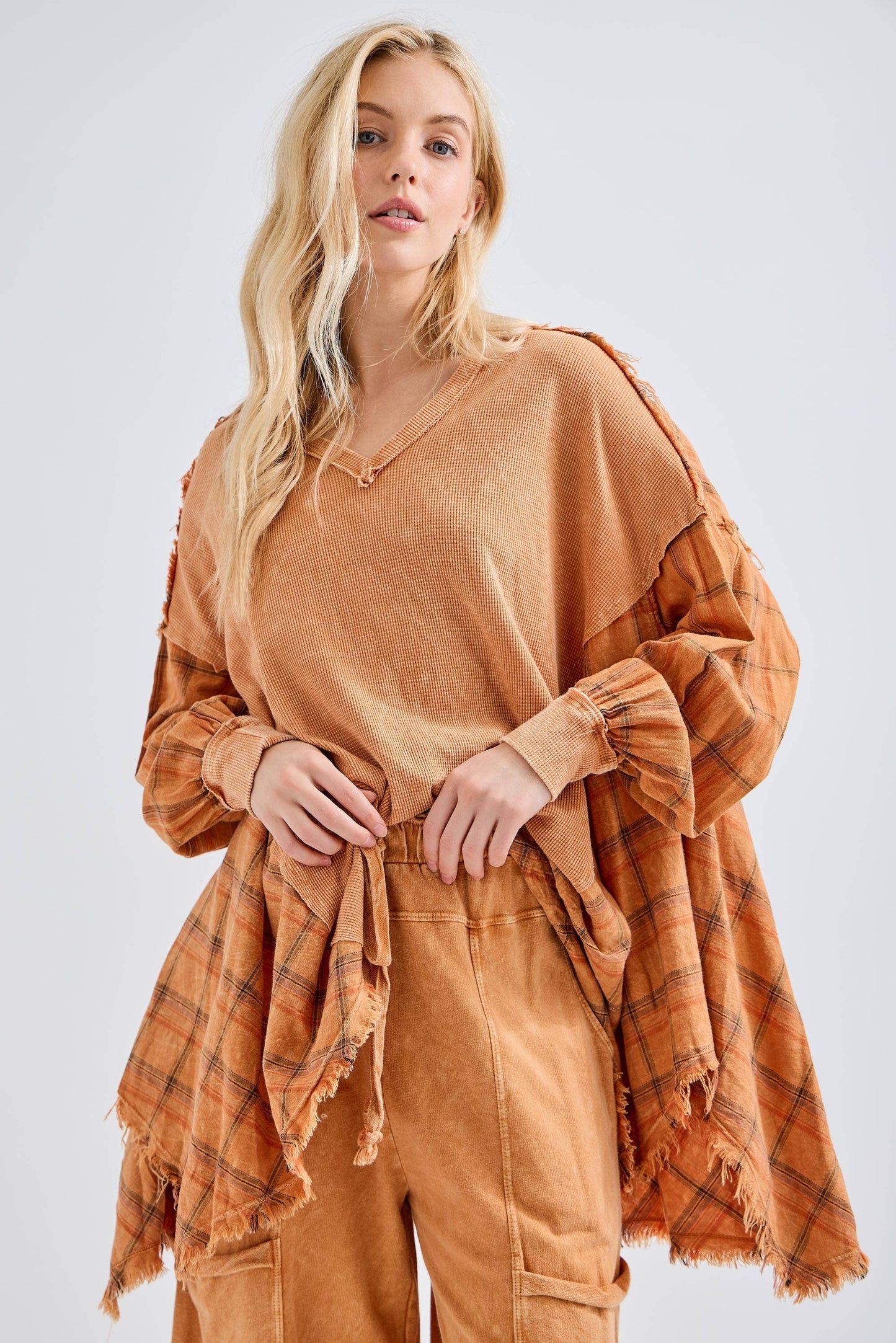 Feel like gypsy Oversized top with Plaid Flannel