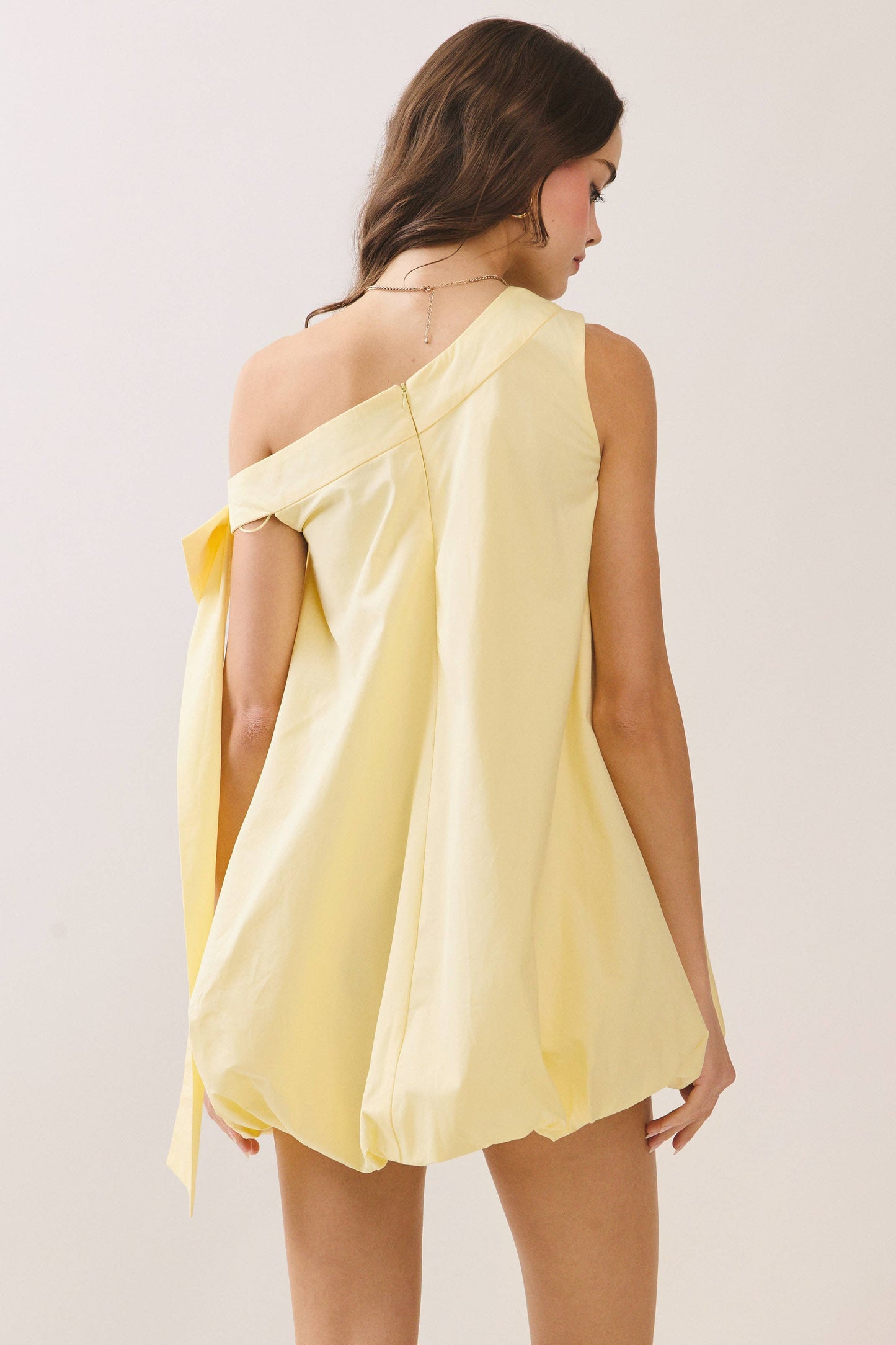 Voluminous Balloon Hem One Shoulder Mini Dress