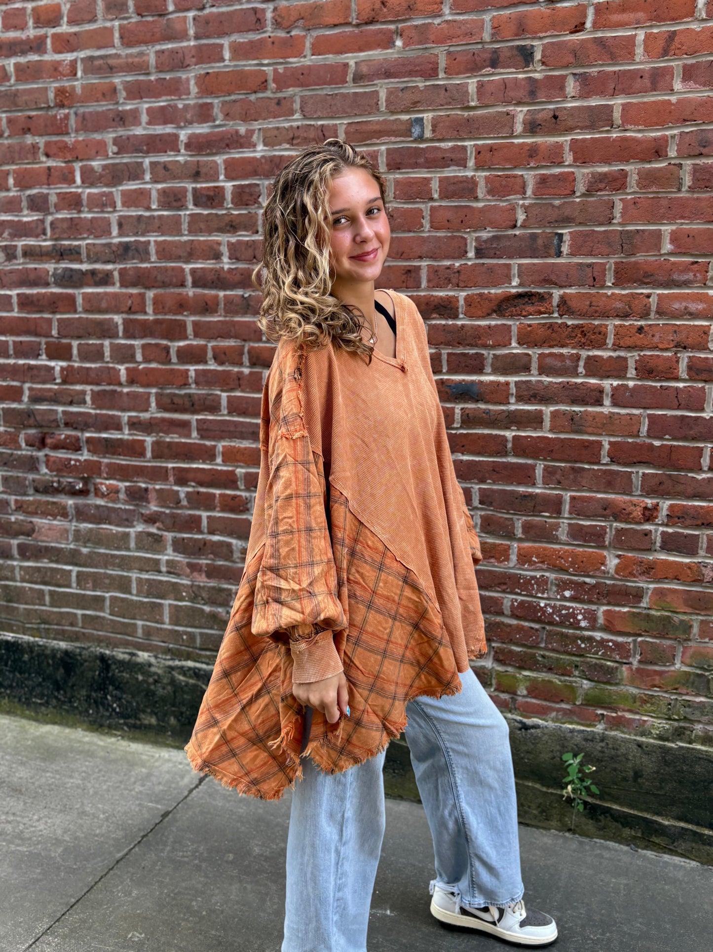 Feel like gypsy Oversized top with Plaid Flannel