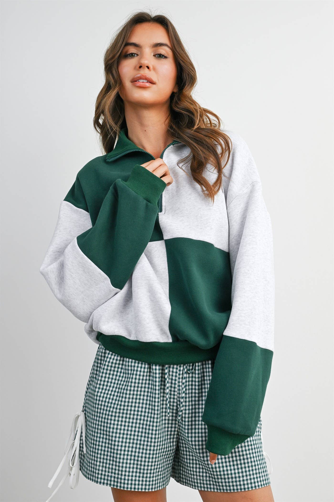 Color Block Quarter-Zip Sweatshirt