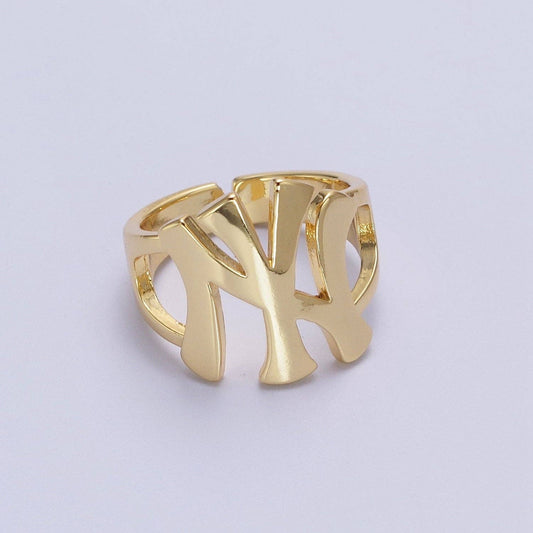 Gold New York NY Yankees Baseball Statement Ring | R032