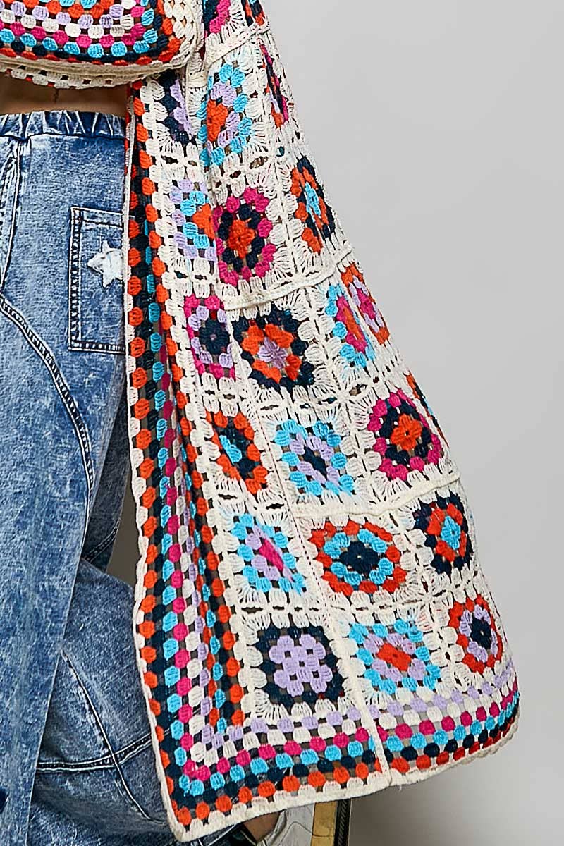 Long Sleeve Various Colors Crochet Cardigan