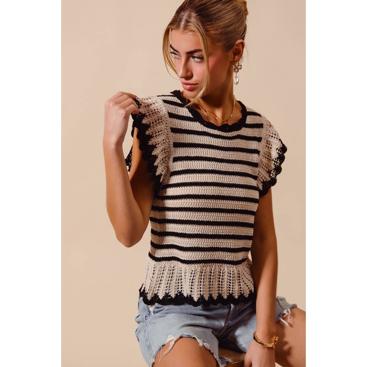 STRIPE LIGHTWEIGHT SWEATER TOP