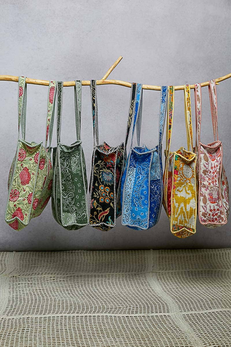 Bohemian Bias Tape Detail Roomy Fit Mint Tote Bag