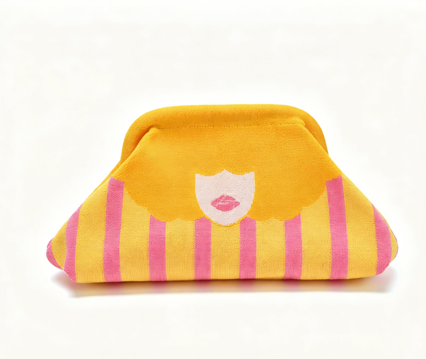 Stripe Knit Cosmetic Bag Beach Knit Clutch Pouch