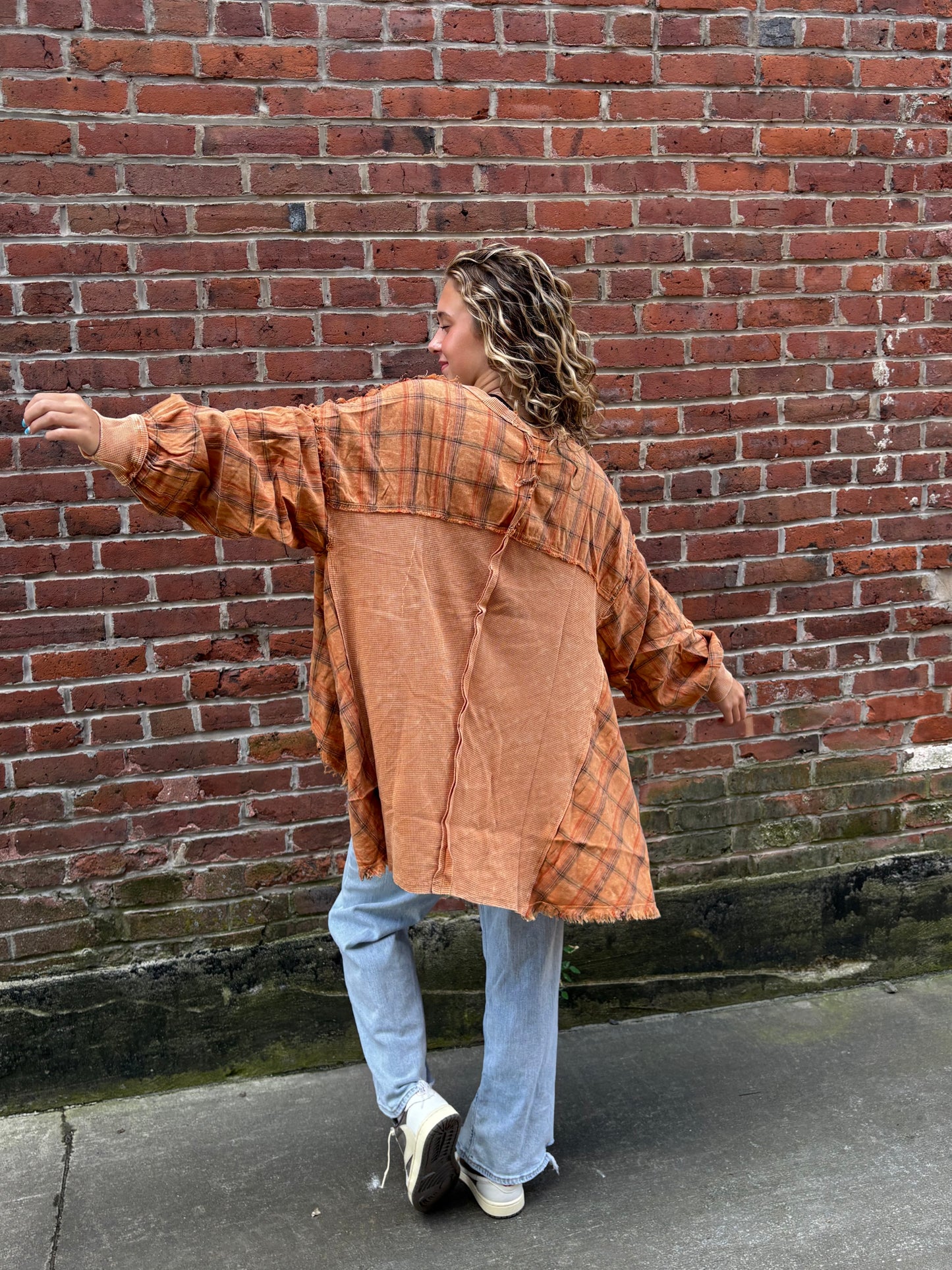 Feel like gypsy Oversized top with Plaid Flannel