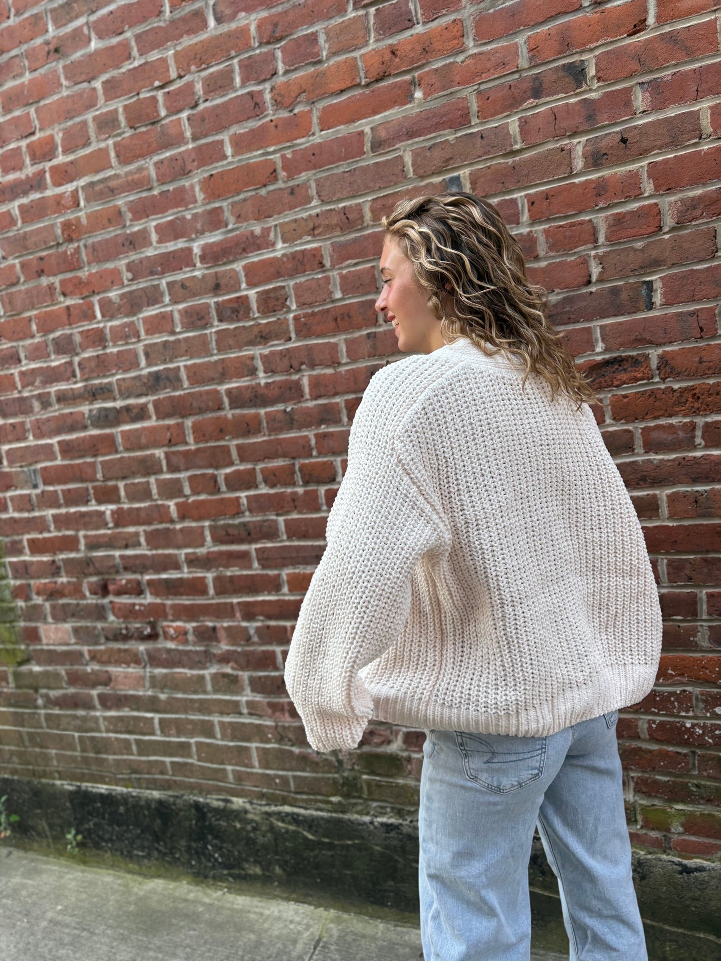 Long sleeve exaggerated button sweater cardigan top SALE