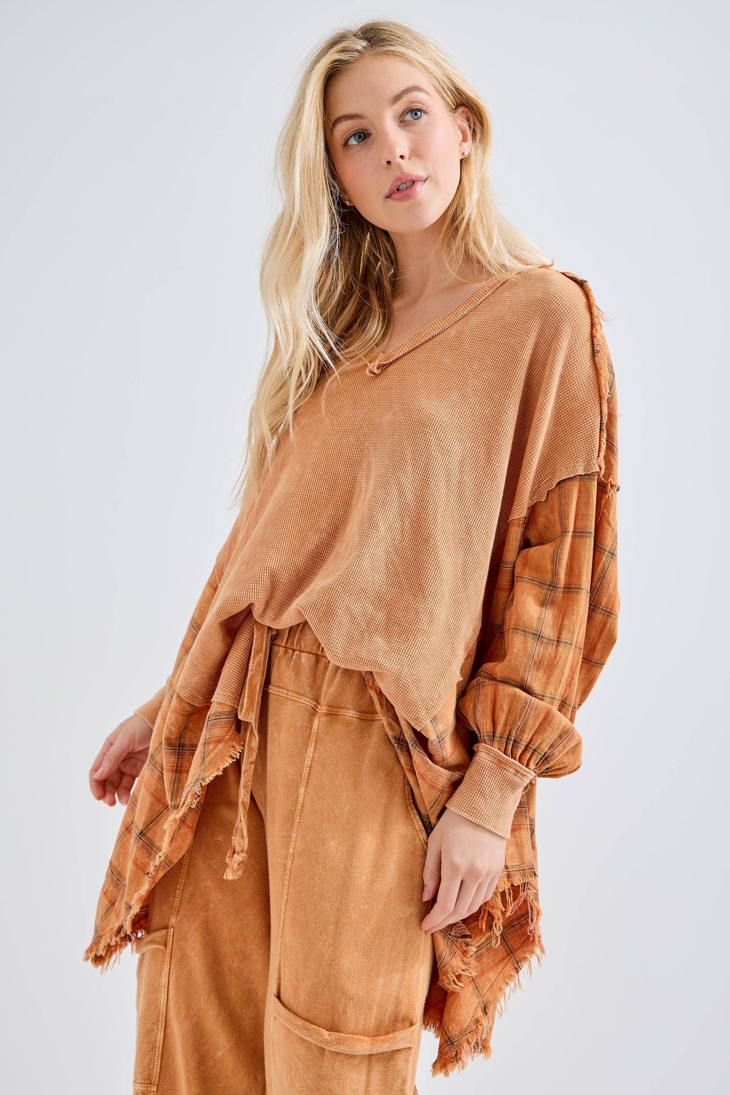 Feel like gypsy Oversized top with Plaid Flannel