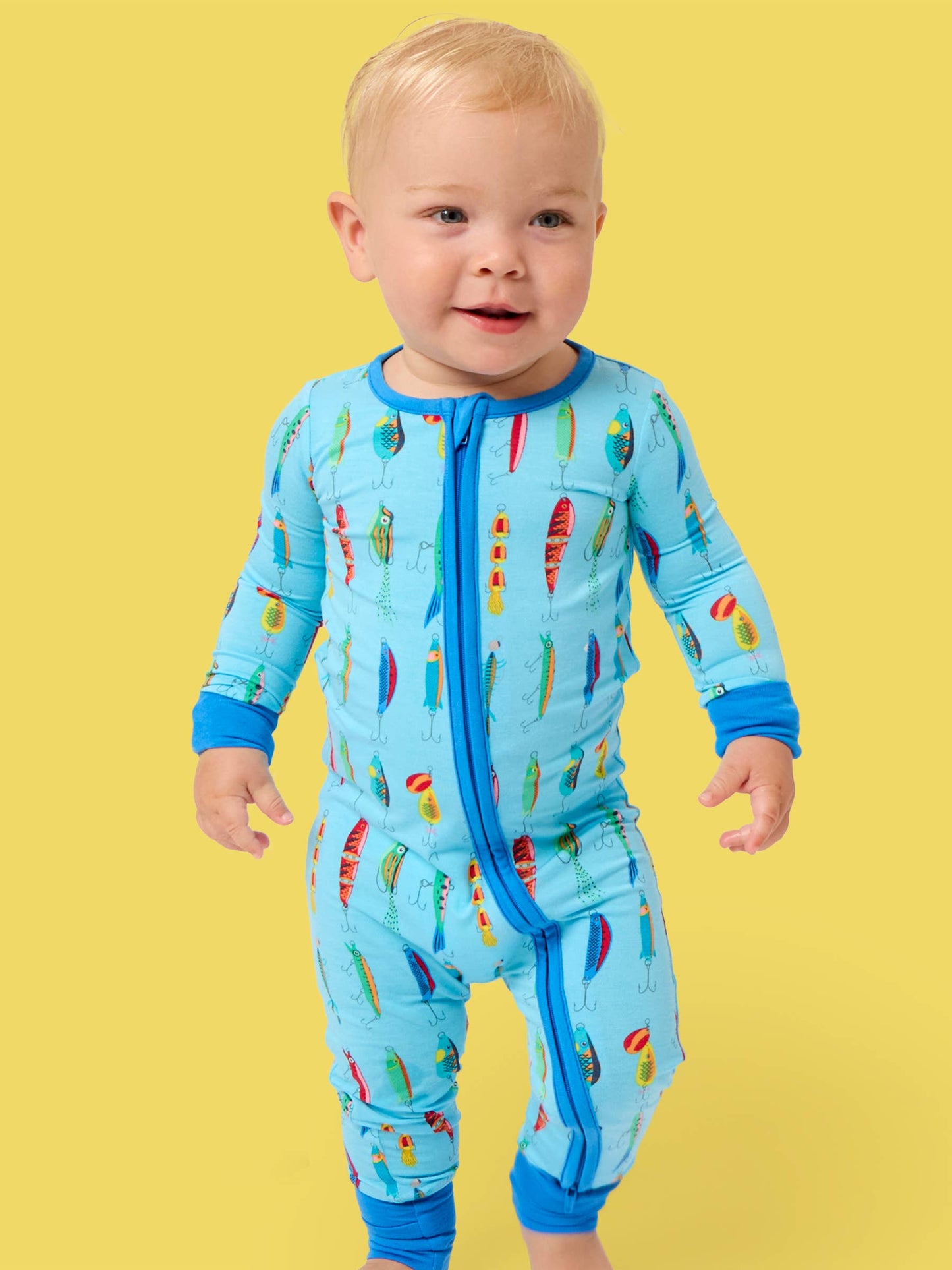 SoftSnooze™ Baby Bamboo Viscose Gone Fishin Convertible One Piece Footie Pajama