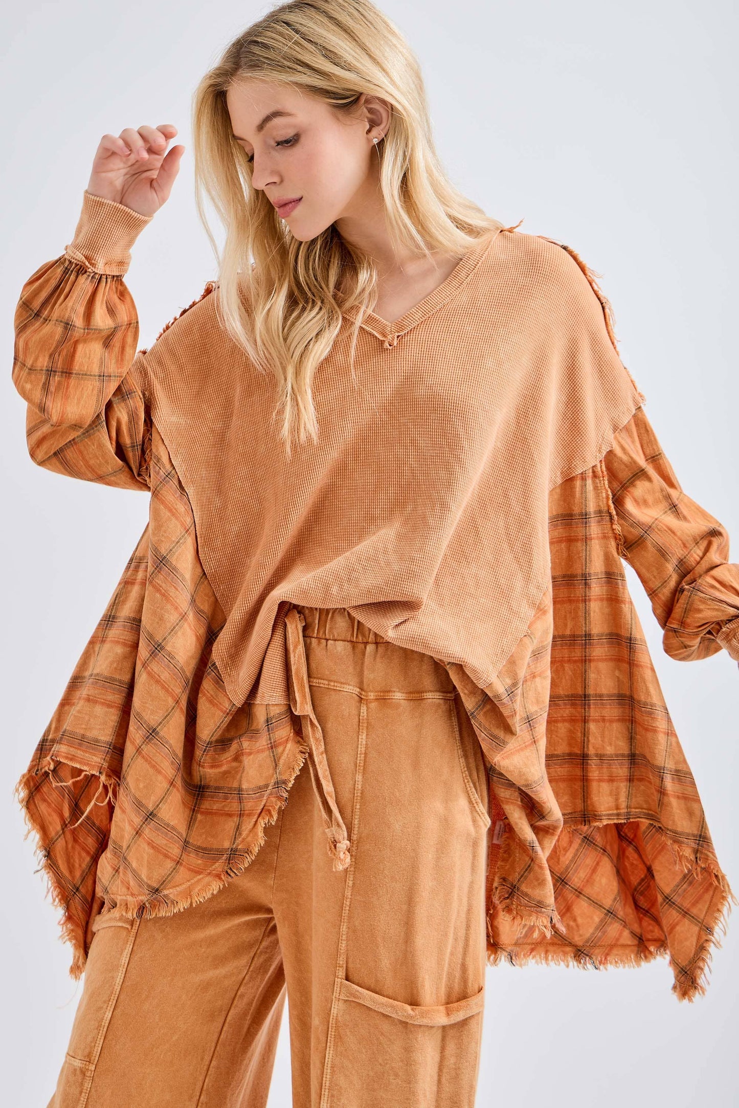 Feel like gypsy Oversized top with Plaid Flannel