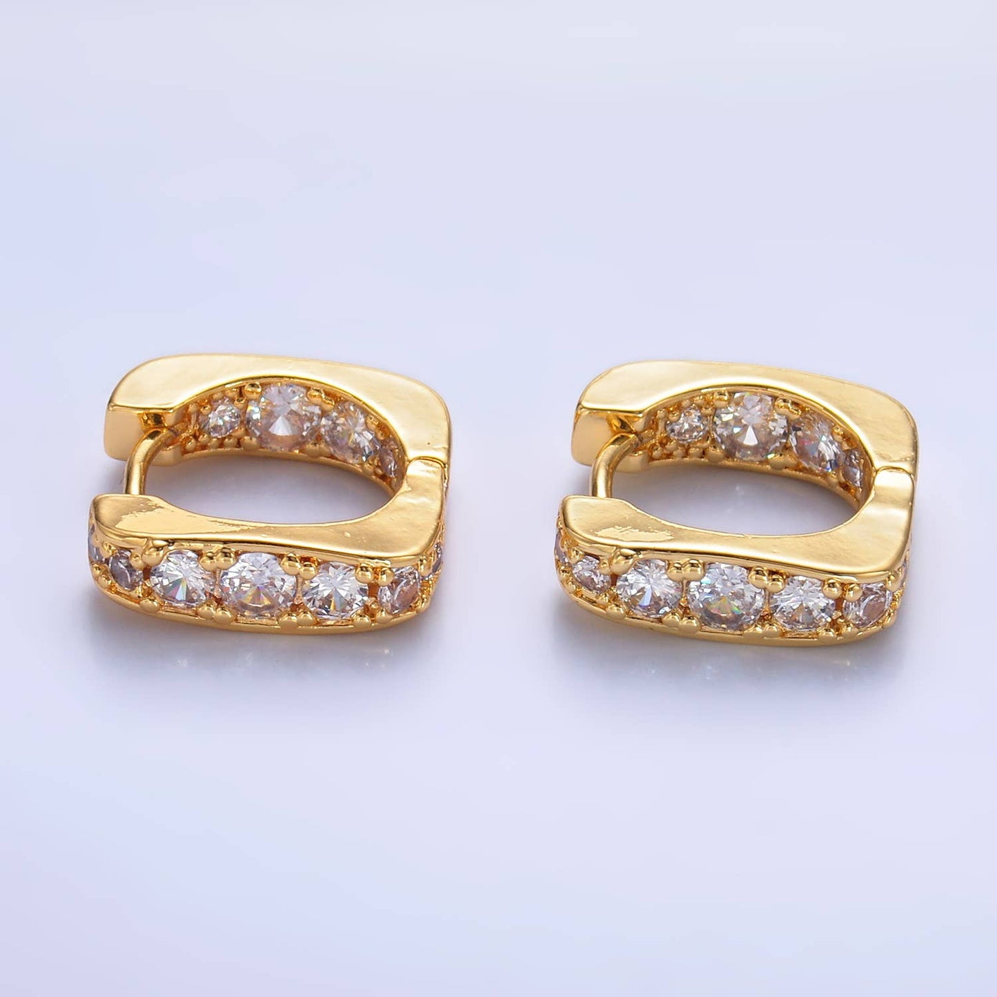 Modern Square Hoop Earring with CZ Stone