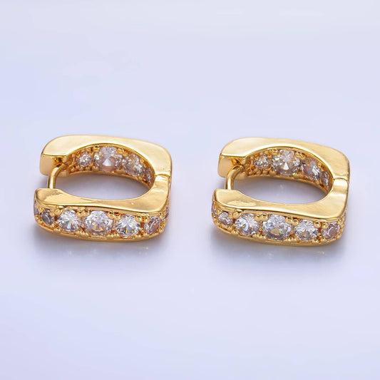 Modern Square Hoop Earring with CZ Stone