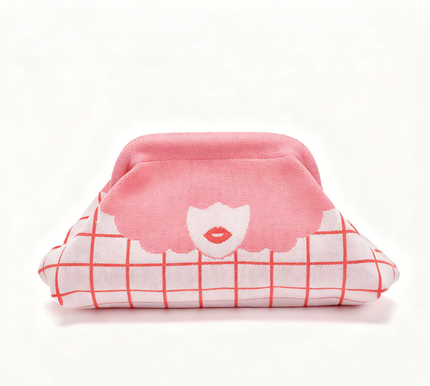 Stripe Knit Cosmetic Bag Beach Knit Clutch Pouch