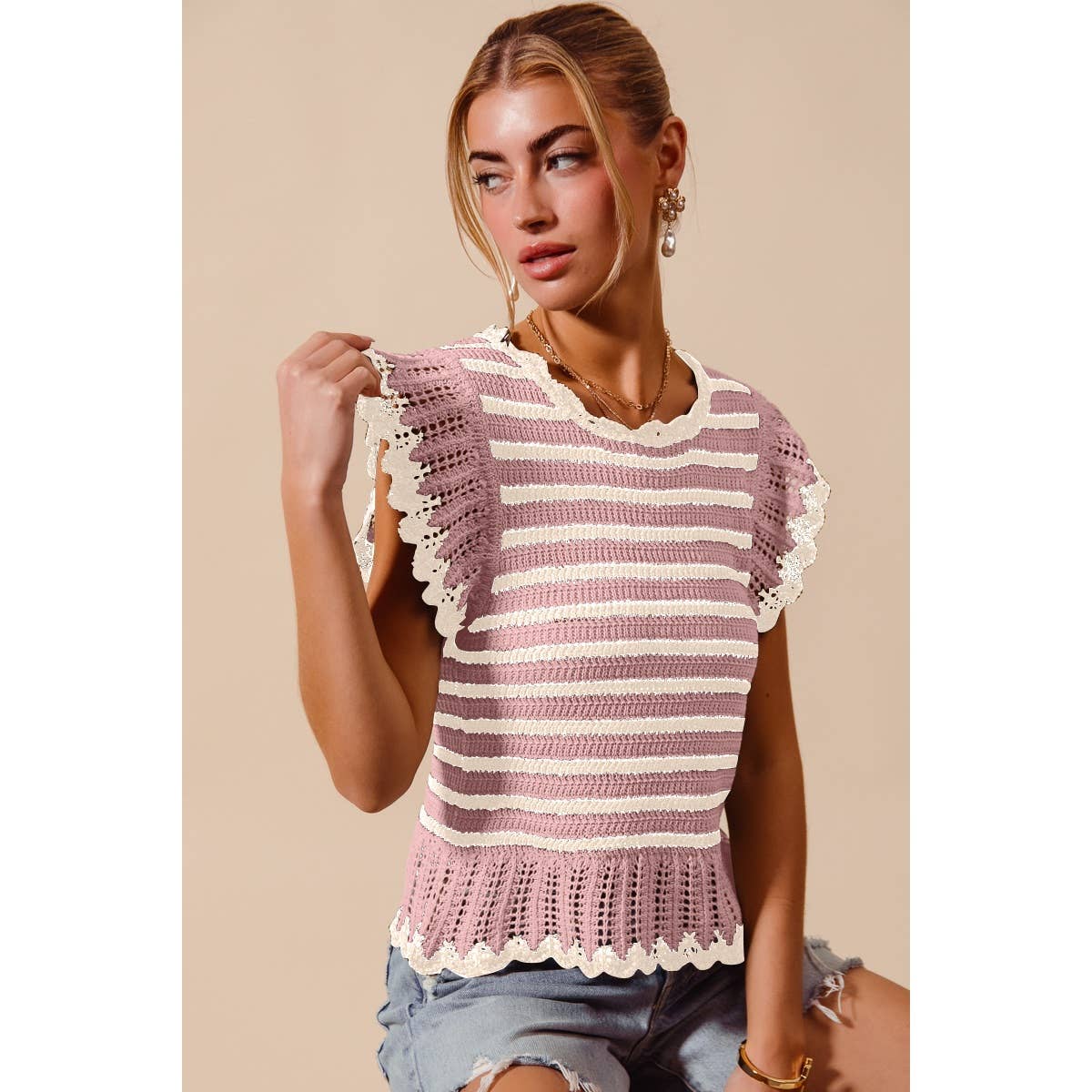 STRIPE LIGHTWEIGHT SWEATER TOP