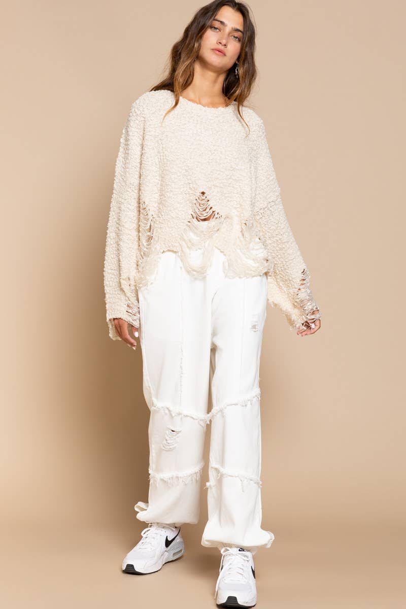 Distressed Pullover Sweater
