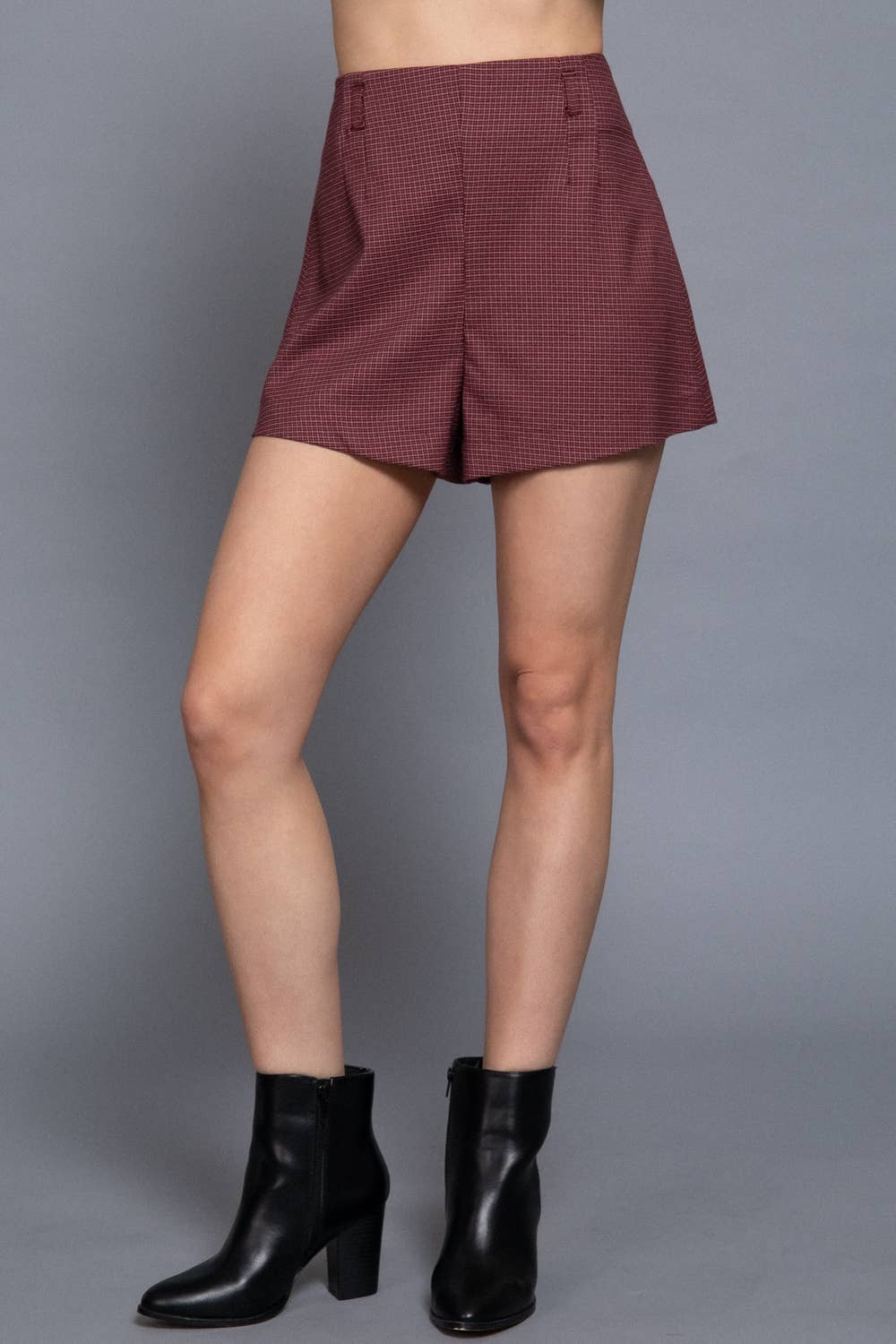 Checked High Waist Shorts