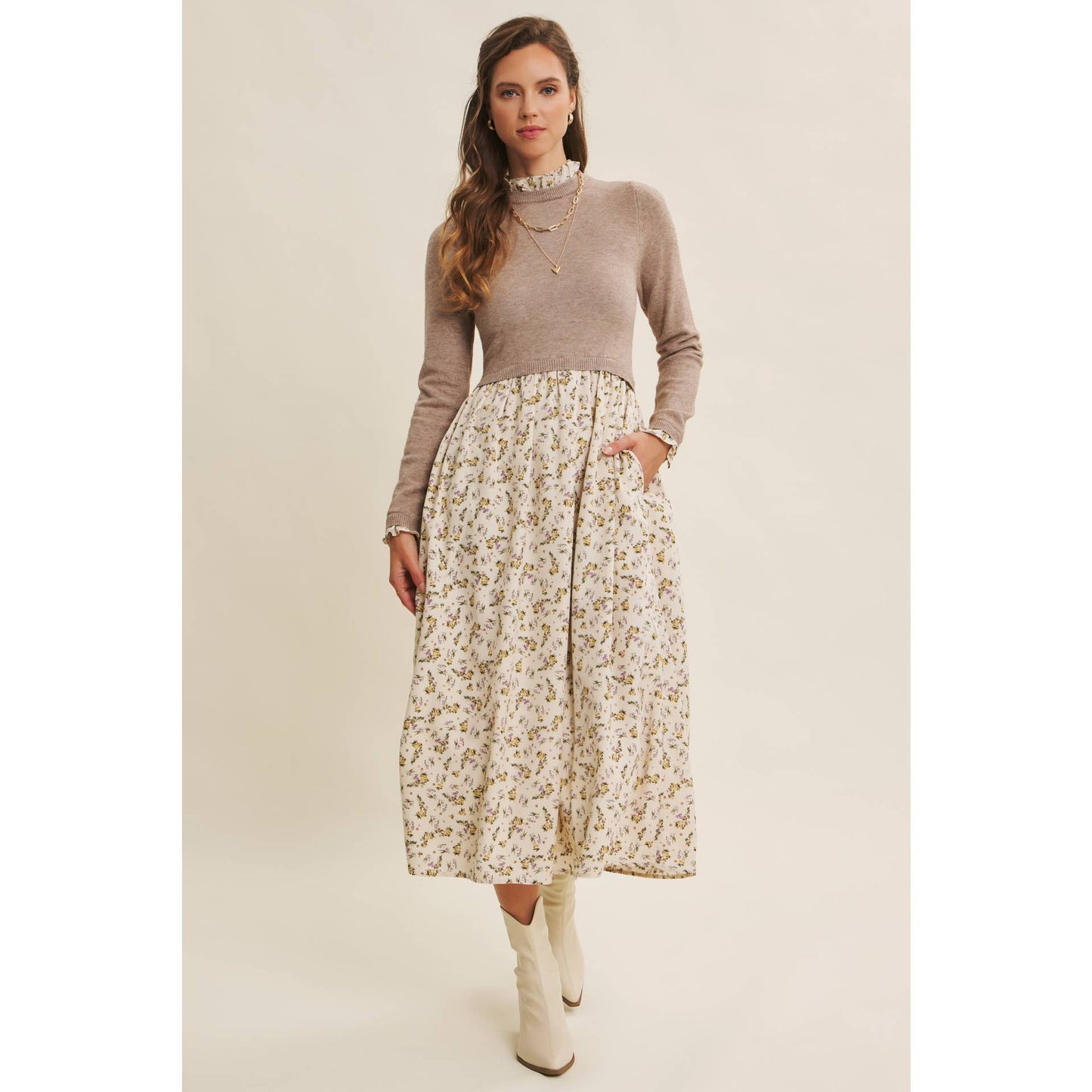 RUFFLED SWEATER DRESS
