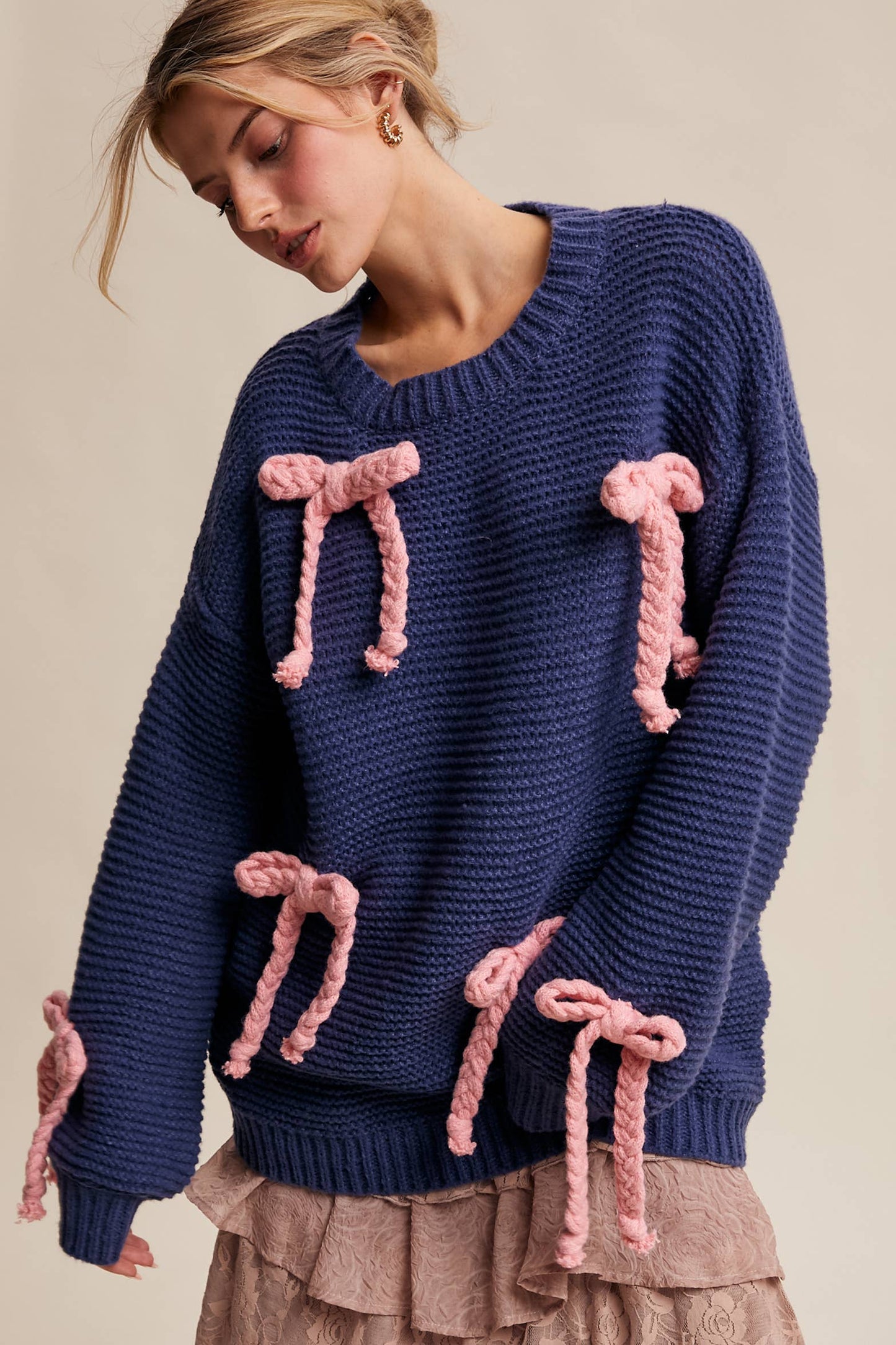 Chunky Bow Knit Sweater