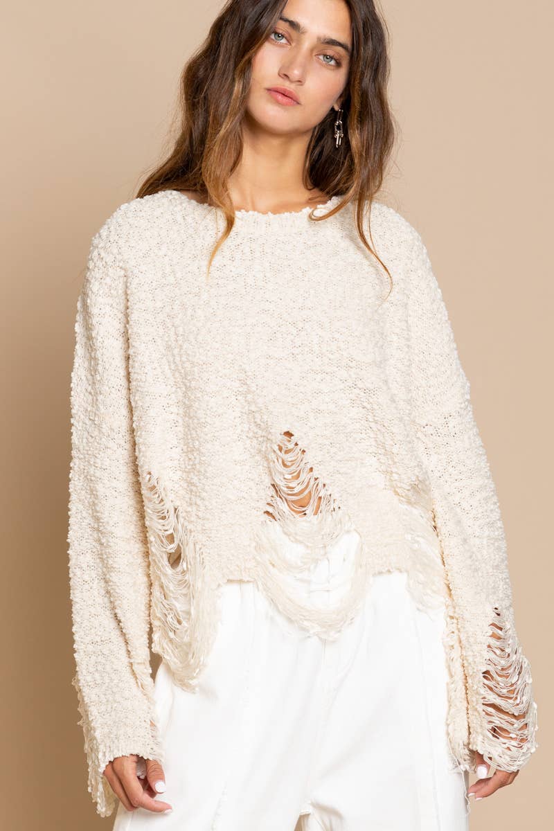 Distressed Pullover Sweater
