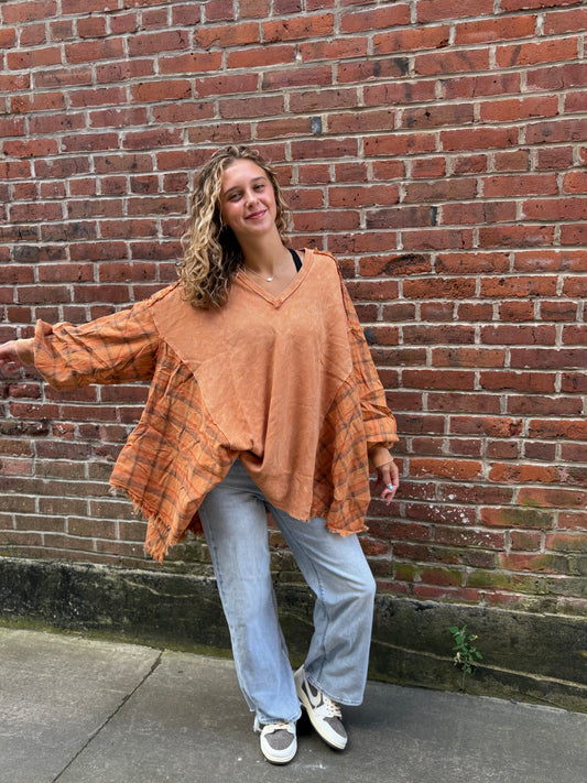 Feel like gypsy Oversized top with Plaid Flannel