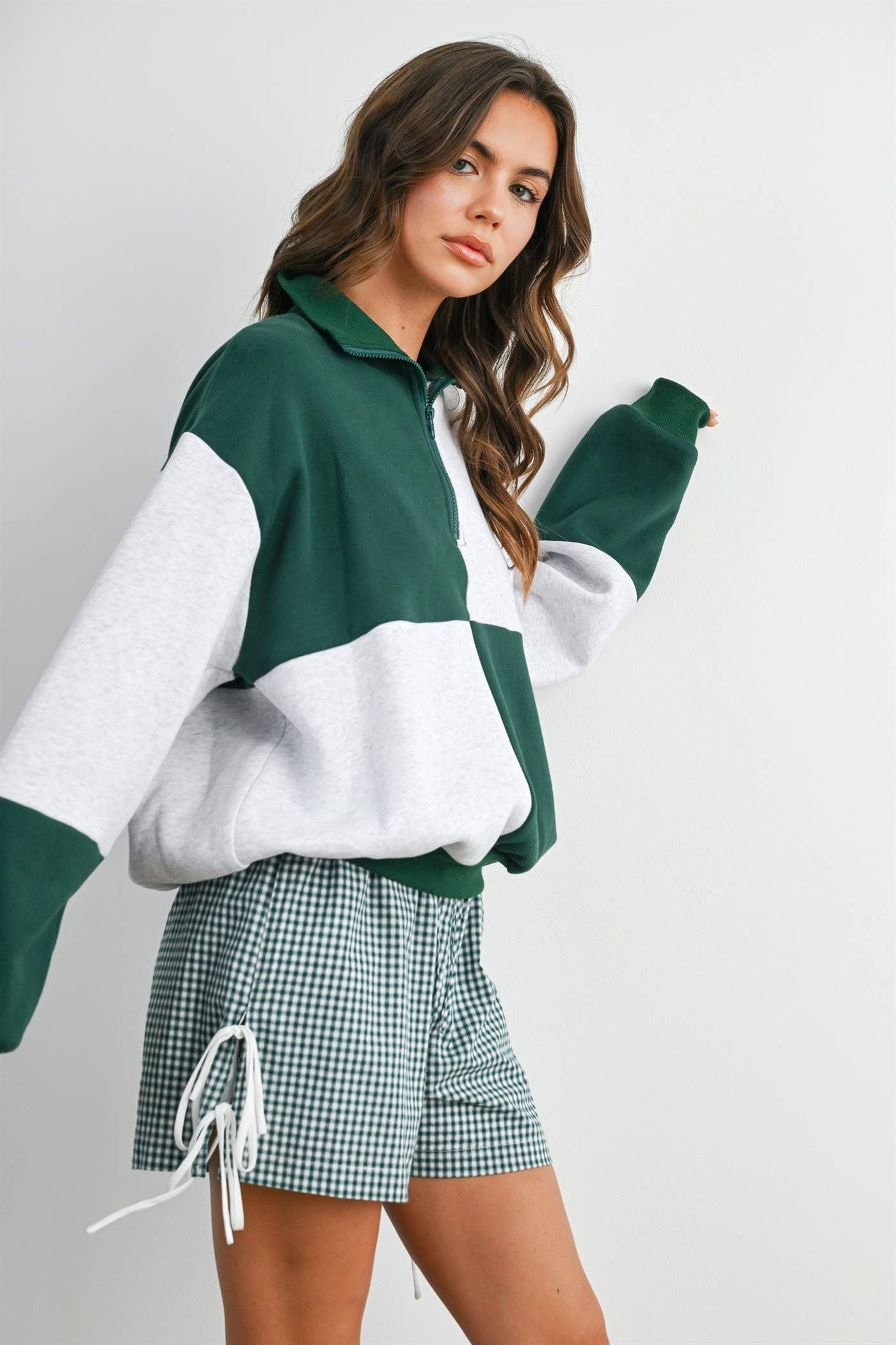 Color Block Quarter-Zip Sweatshirt
