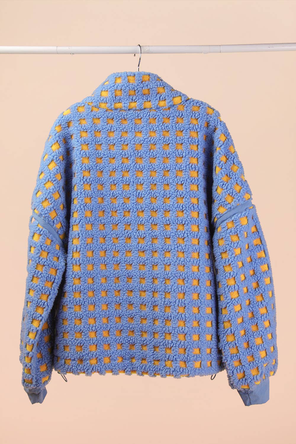 Oversized Checker Fleece Jacket