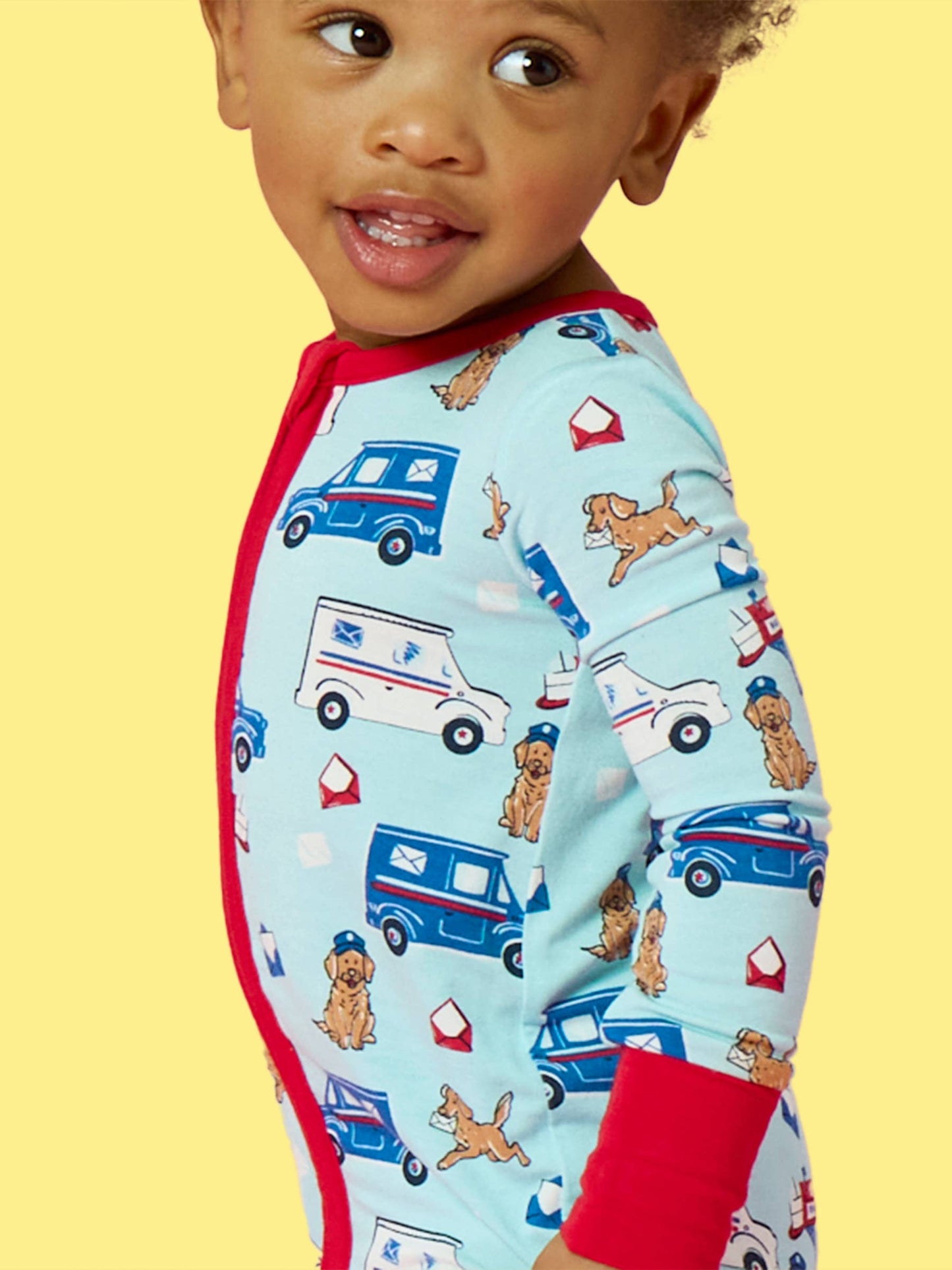 SoftSnooze™ Baby Bamboo Viscose Postal Pups Mail Convertible One Piece Footie Pajama