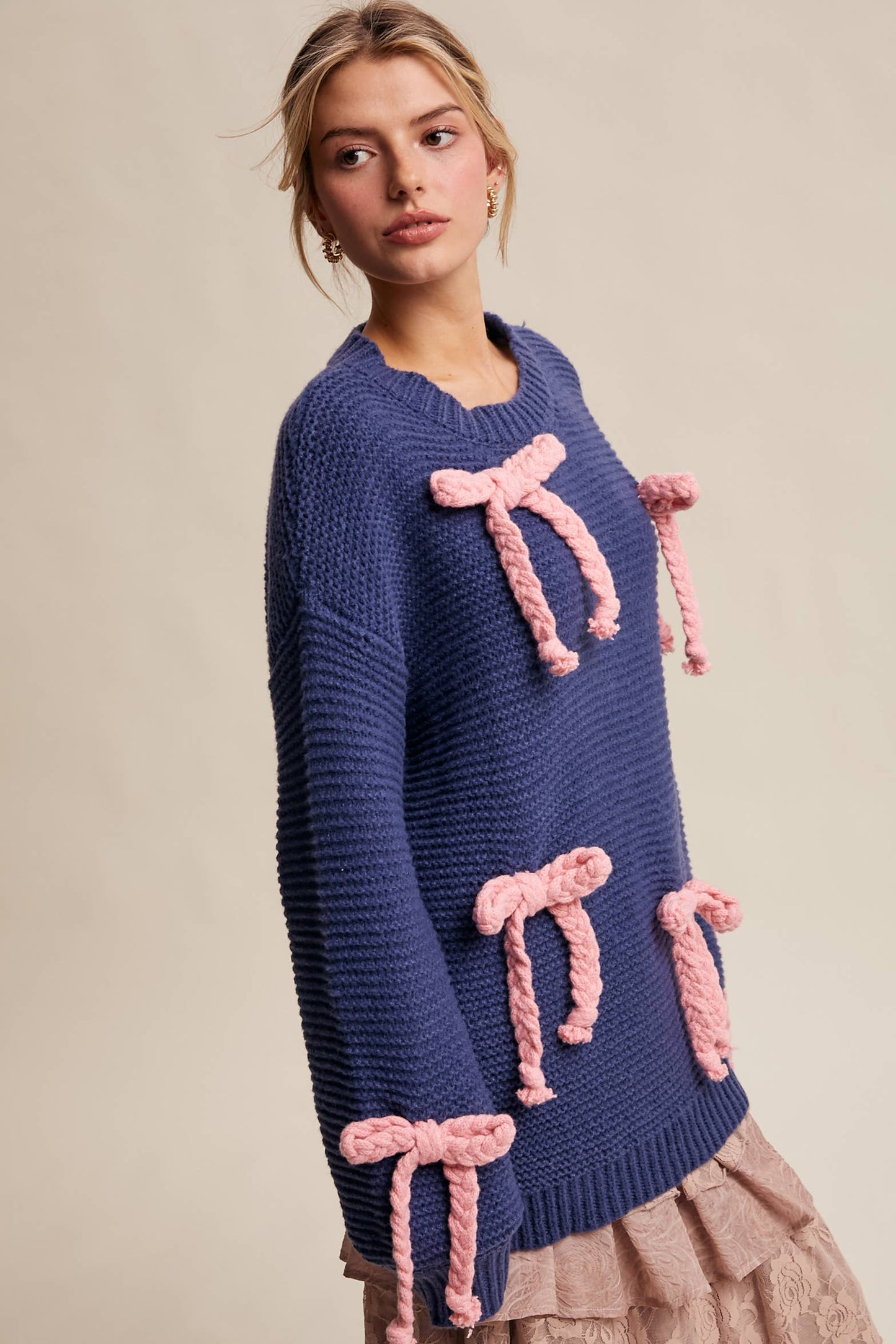 Chunky Bow Knit Sweater