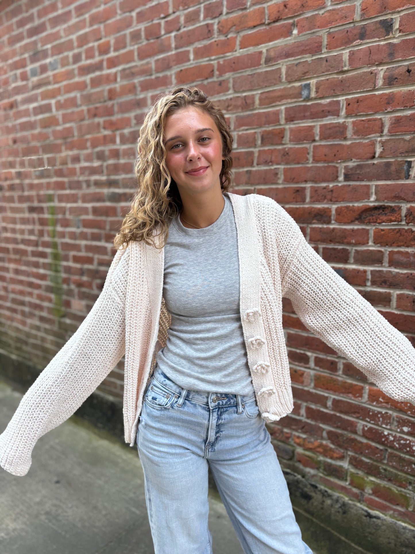 Long sleeve exaggerated button sweater cardigan top SALE