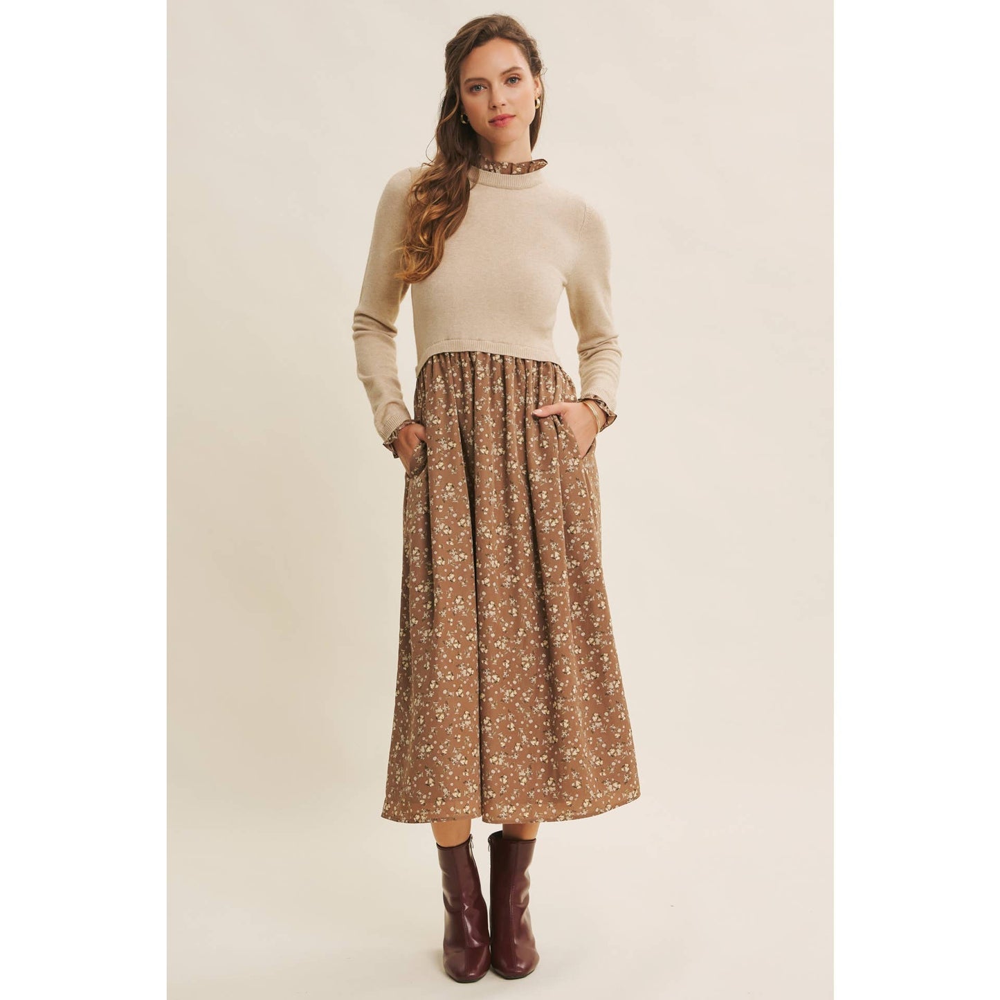 RUFFLED SWEATER DRESS