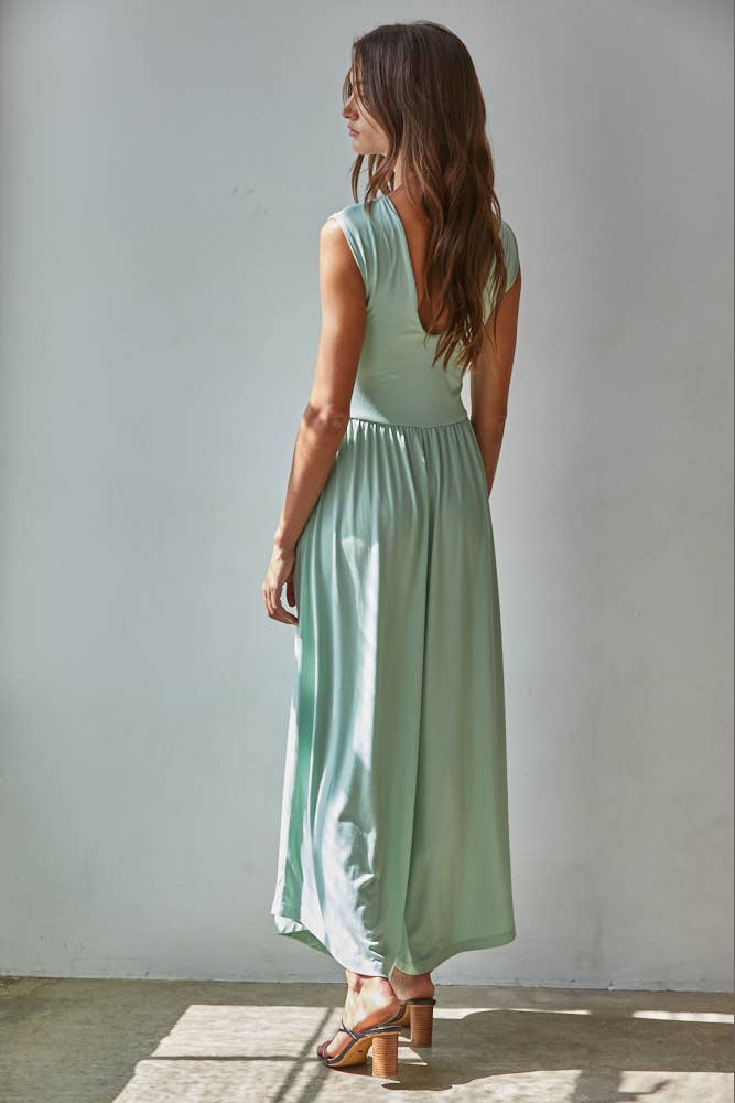 Knit Polyester Spandex Open Back Wide Leg Jumpsuit