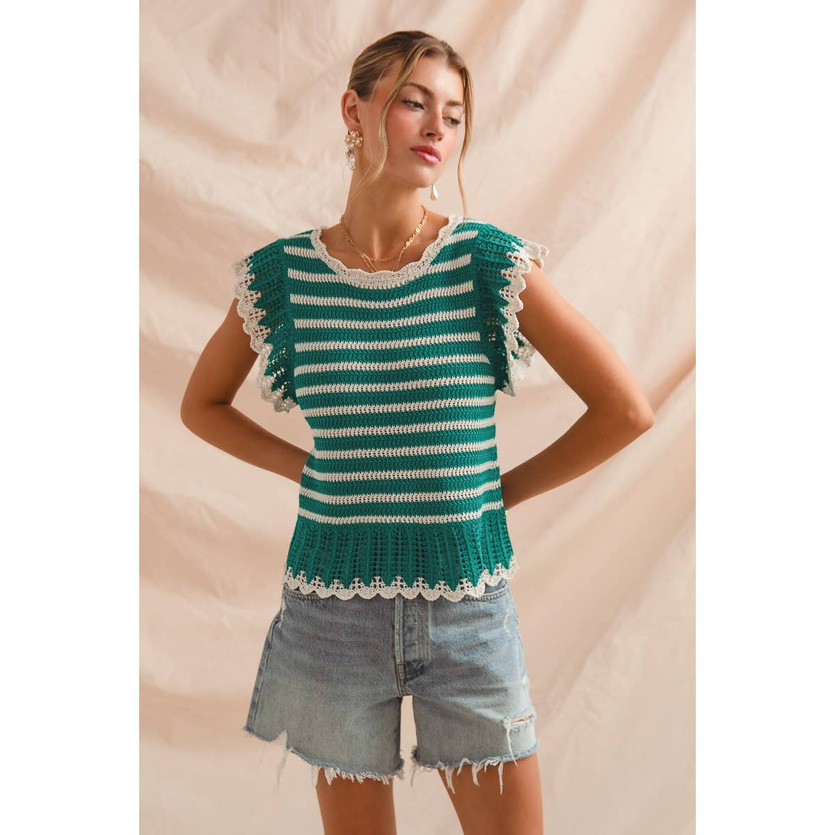 STRIPE LIGHTWEIGHT SWEATER TOP