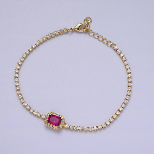Colorful CZ Tennis Stackable Bracelet  WA1286~ WA1293