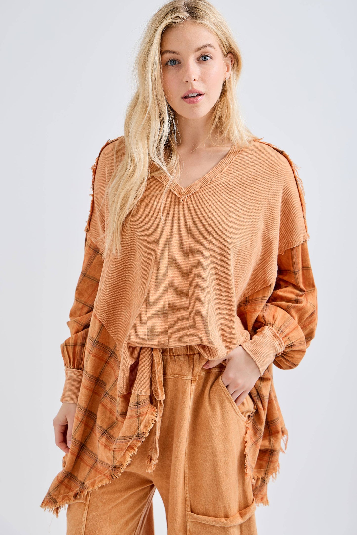 Feel like gypsy Oversized top with Plaid Flannel