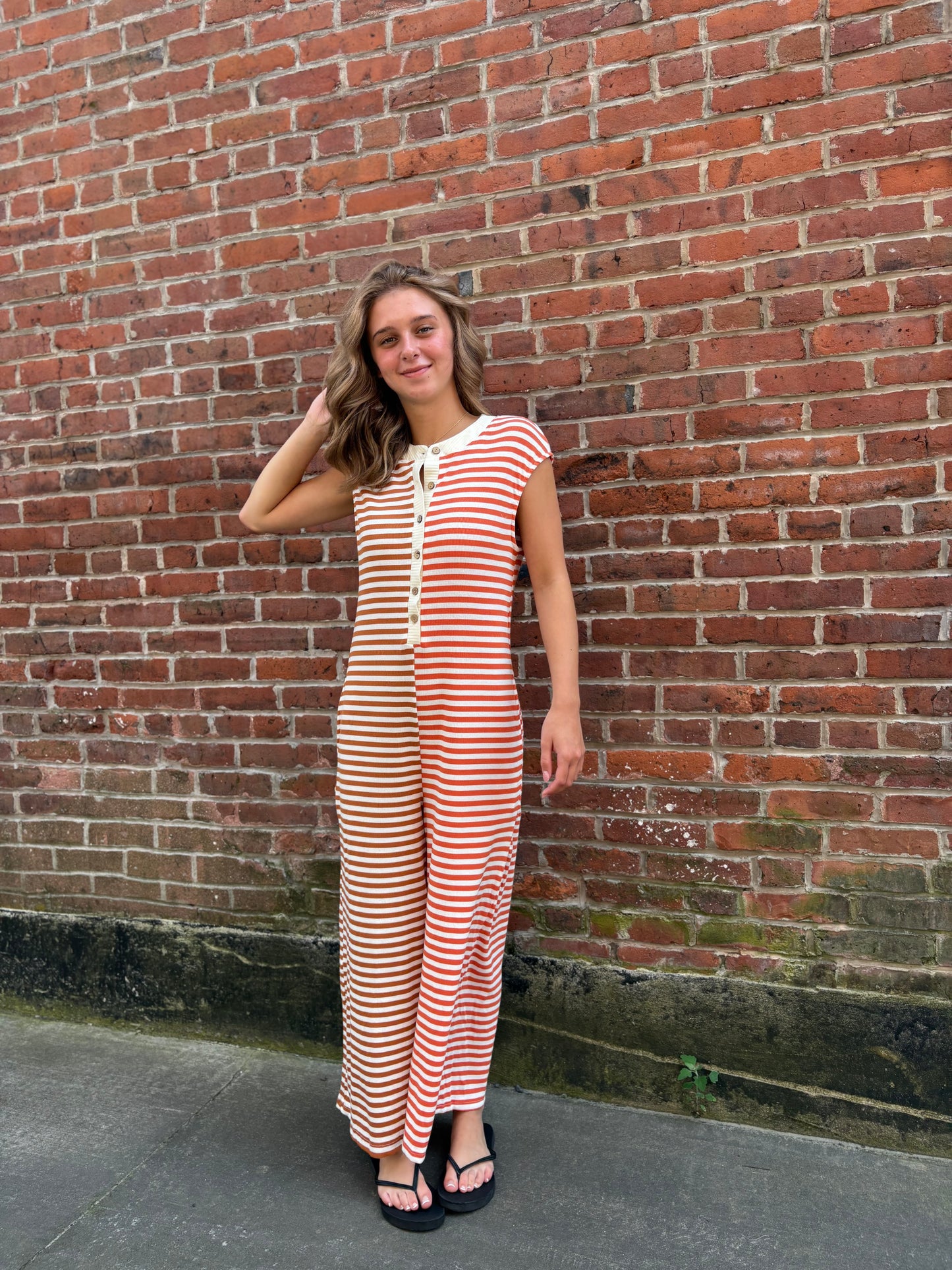 Colorblock Stripes Splicing Sleeveless Jumpsuit CY154