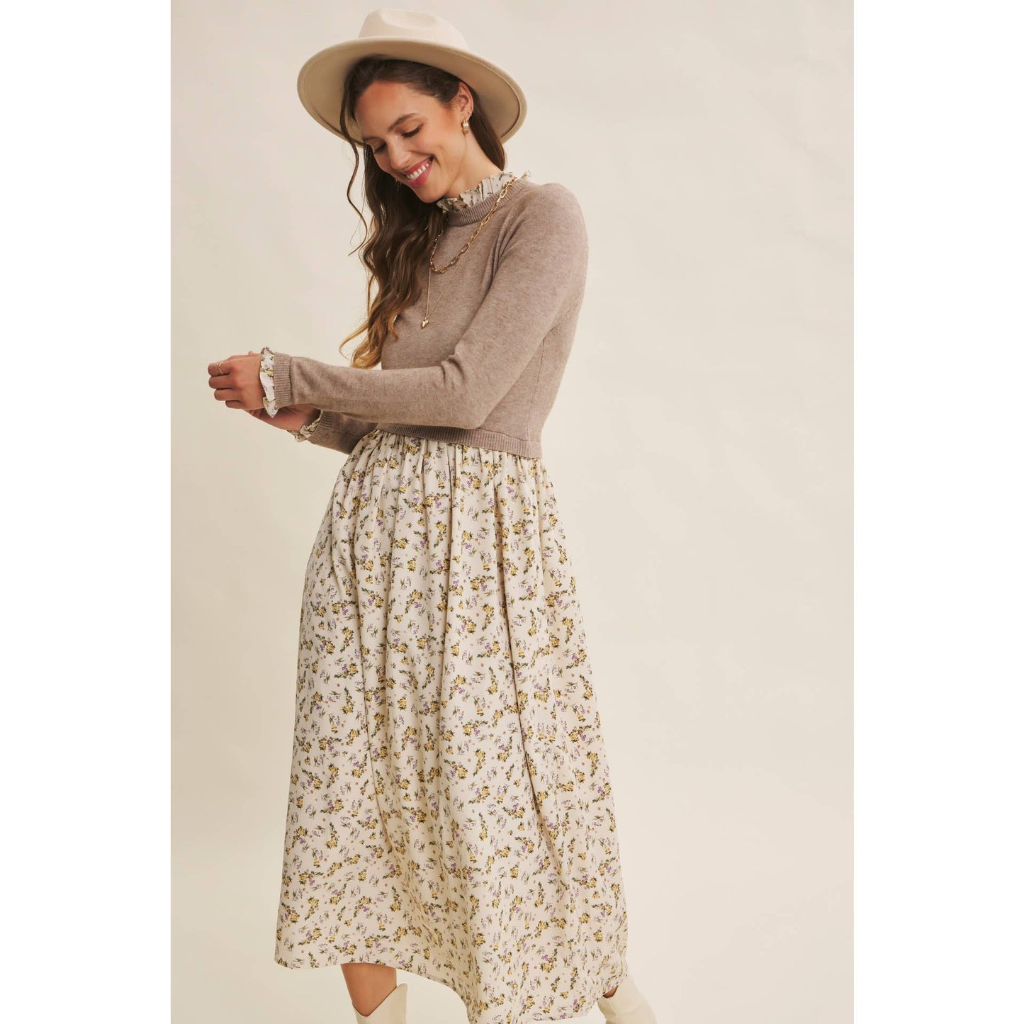 RUFFLED SWEATER DRESS